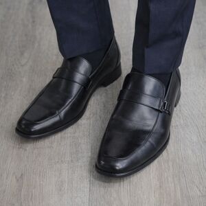 Classic Black Leather Men’s Slip-On Dress Shoes